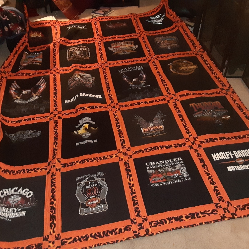 Harley-Davidson Black and Orange Quilt